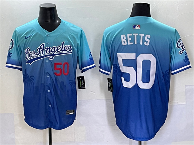 Men's Los Angeles Dodgers #50 Mookie Betts Blue Limited Stitched Baseball Jersey Men's Los Angeles Dodgers #50 Mookie Betts Blue Limited Stitched Baseball Jersey